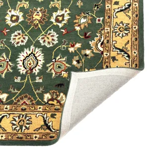 Persia-Keshan Green Gold Rectangle Rug - 3\'6\" x 5\'6\"