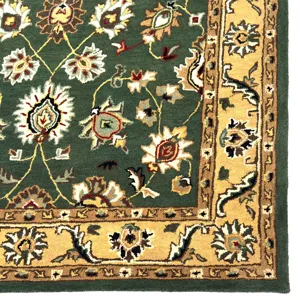 Persia-Keshan Green Gold Rectangle Rug - 3\'6\" x 5\'6\"