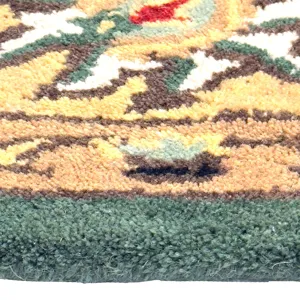 Persia-Keshan Green Gold Rectangle Rug - 3\'6\" x 5\'6\"