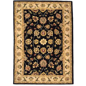 Persia-Keshan Black Ivory Rectangle Rug - 2\'6\" x 8\'6\"