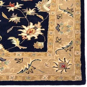 Persia-Keshan Navy Taupe Rectangle Rug - 10\' x 14\'