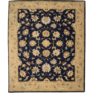Persia-Keshan Navy Taupe Rectangle Rug - 10' x 14'