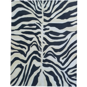 Serengeti-Zebra Black Rectangle Rug