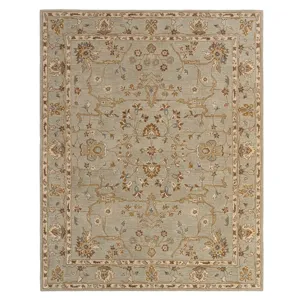 Azari-Isfahan Celadon Rectangle Rug - 5\' x 8\'