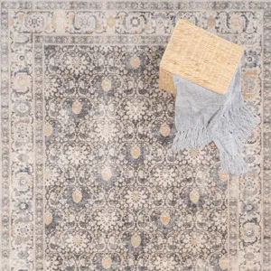 Avery-Keshan Slate Linen Rectangle Rug - 5\'3\" x 7\'6\"