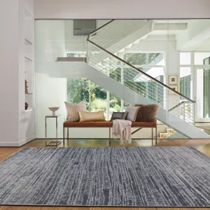 Metropolis-Skyline Slate Rectangle Rug - 3\'11\" x 5\'6\"