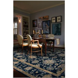 Metropolis-Ushak Navy Rectangle Rug - 6\'7\" x 9\'10\"