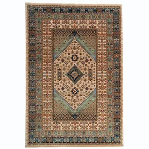 Lineage-Heriz Bone Teal Rectangle Rug - 9\'10\" x 13\'10\"