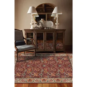 Lineage-Nouveau Red Ivory Rectangle Rug - 9\'10\" x 13\'10\"