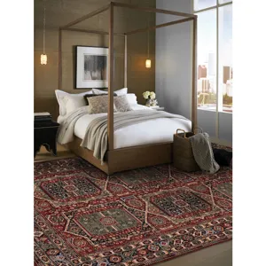 Lineage-Qashqai Red Navy Rectangle Rug - 6\'7\" x 9\'10\"