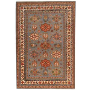 Lineage-Medallion Steel Blue Rectangle Rug - 5\'3\" x 7\'10\"