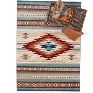 Jules-Navajo Clay Turquoise Rectangle Rug - 6\'7\" x 9\'8\"