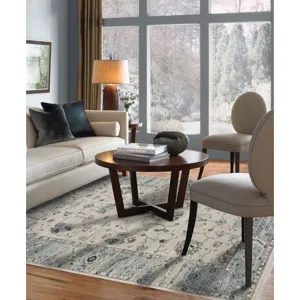 Landis-Ushak Ivory Blue Rectangle Rug - 8\' x 10\'