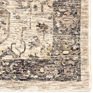 Galata-Heriz Limestone Rectangle Rug - 3\' x 9\'6\"