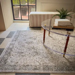Galata-Heriz Limestone Rectangle Rug - 3\' x 9\'6\"