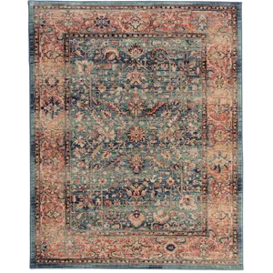 Bosphorus-Ispahan Aqua Rectangle Rug - 2\'1\" x 7\'10\"