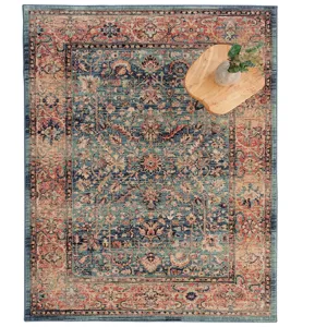 Bosphorus-Ispahan Aqua Rectangle Rug - 2\'1\" x 7\'10\"