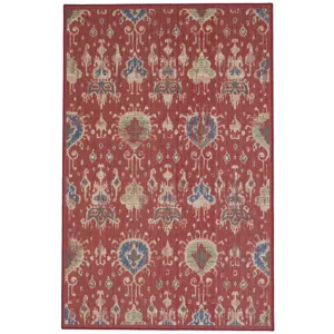 Captiva-Ikat Red Rectangle Rug - 5\'3\" x 7\'6\"