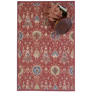 Captiva-Ikat Red Rectangle Rug - 5\'3\" x 7\'6\"