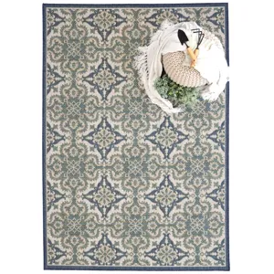 Captiva-Tile Blue Rectangle Rug - 7\'10\" x 10\'10\"