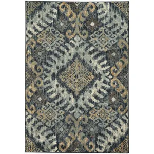 Beckett-Diamond Blue Gold Machine Woven Rug