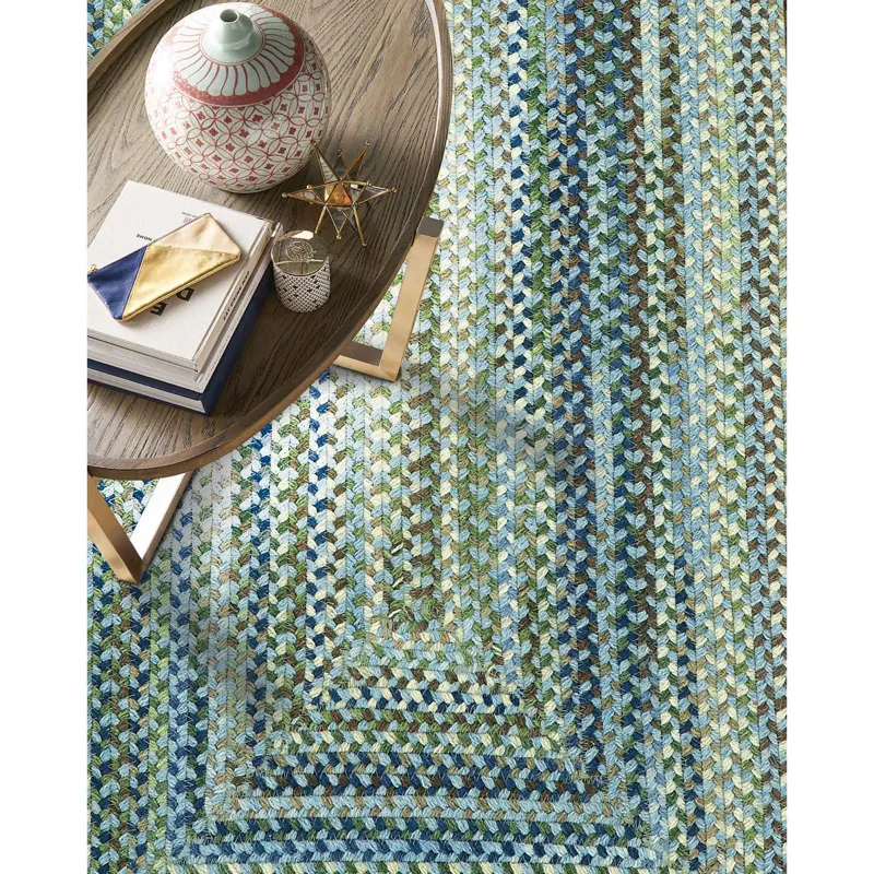 Homecoming Sky Blue Concentric Rectangle Rug - 3\' x 3\'