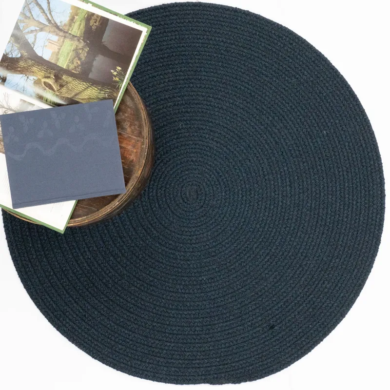 Heathered Pinwheel Navy Blue Solid Round Rug - 5\'6\" x 5\'6\"