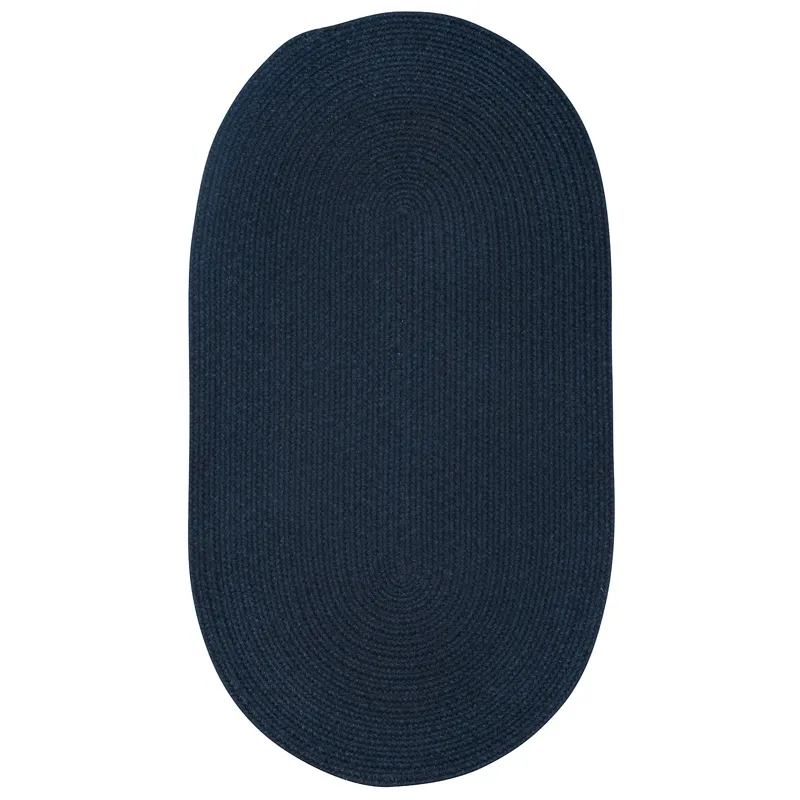 Heathered Pinwheel Navy Blue Solid Oval Rug - 4\' x 6\'