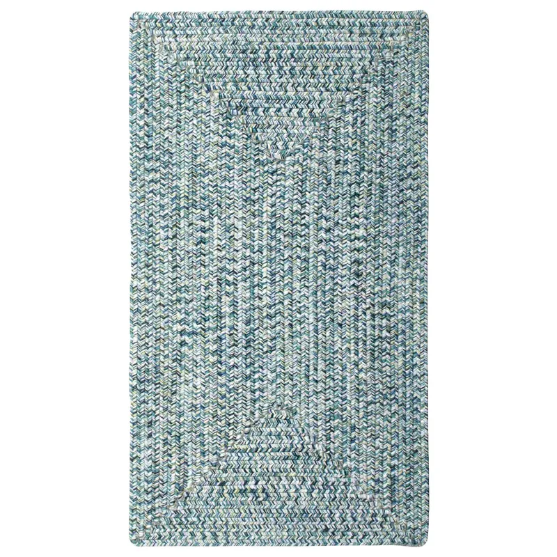Sea Glass Ocean Blue Concentric Rectangle Rug - 2\'3\" x 4\'3\"