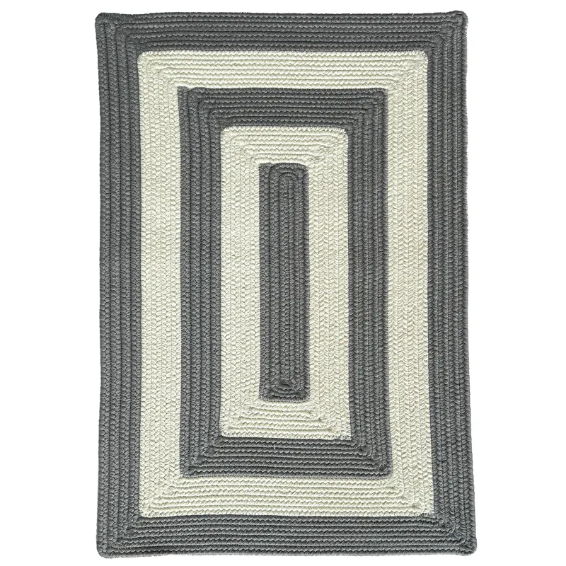 Timeless Gray Concentric Rectangle Rug - 5\' x 8\'