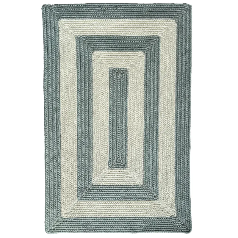 Timeless Spa Blue Concentric Rectangle Rug - 3\' x 3\'