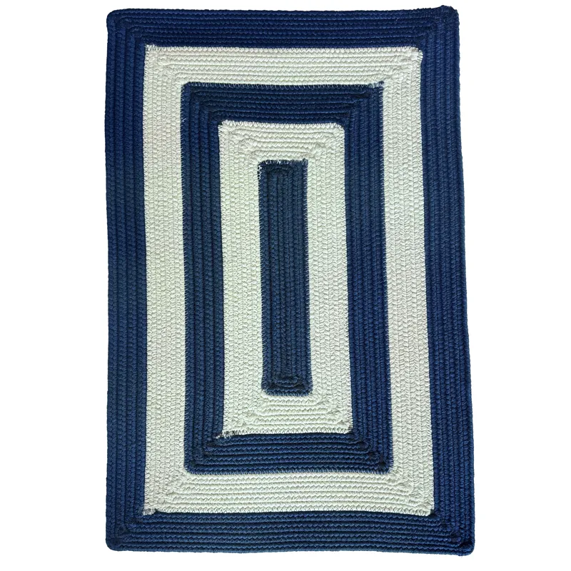 Timeless Navy Concentric Rectangle Rug - 7\'6\" x 7\'6\"