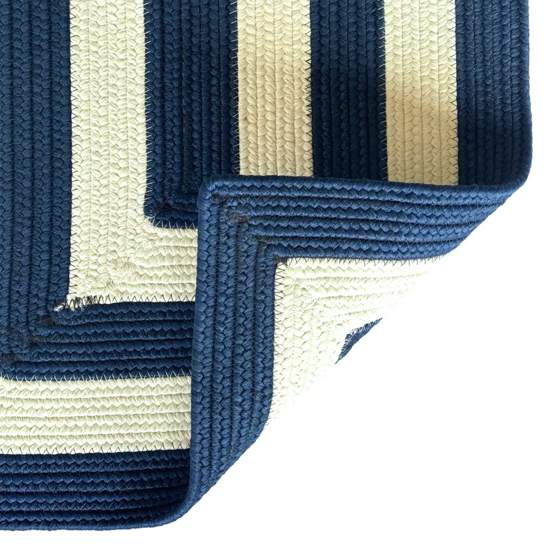 Timeless Navy Concentric Rectangle Rug - 7\'6\" x 7\'6\"