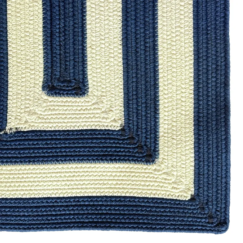 Timeless Navy Concentric Rectangle Rug - 7\'6\" x 7\'6\"