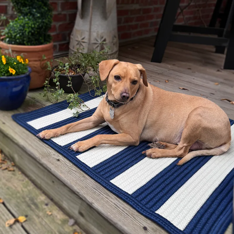 Timeless Navy Cross Sewn Rectangle Rug - 9\'6\" x 9\'6\"
