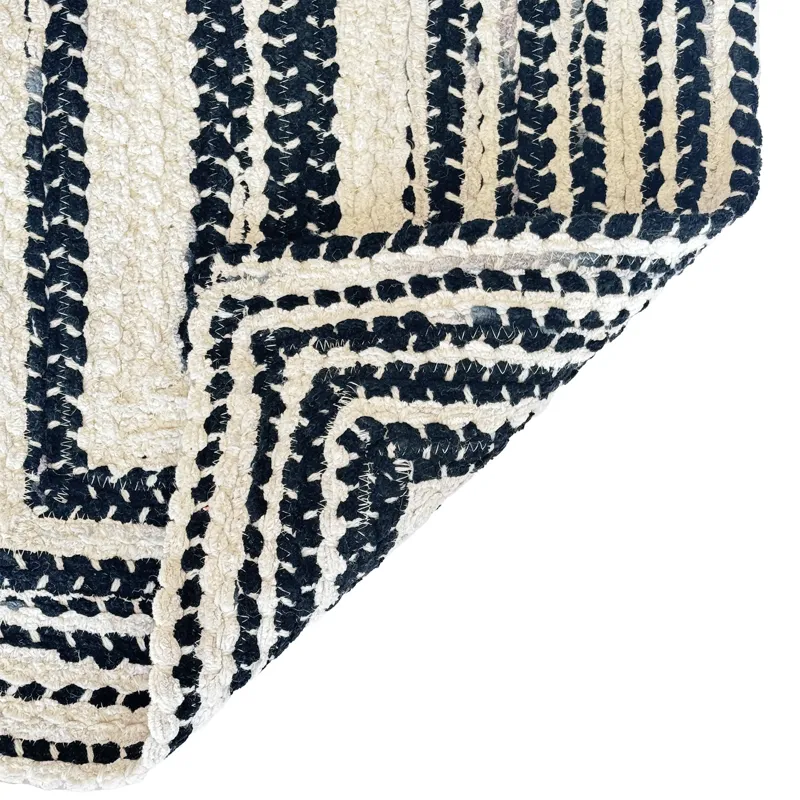 Crafted Black White Concentric Rectangle Rug - 11\'4\" x 14\'4\"