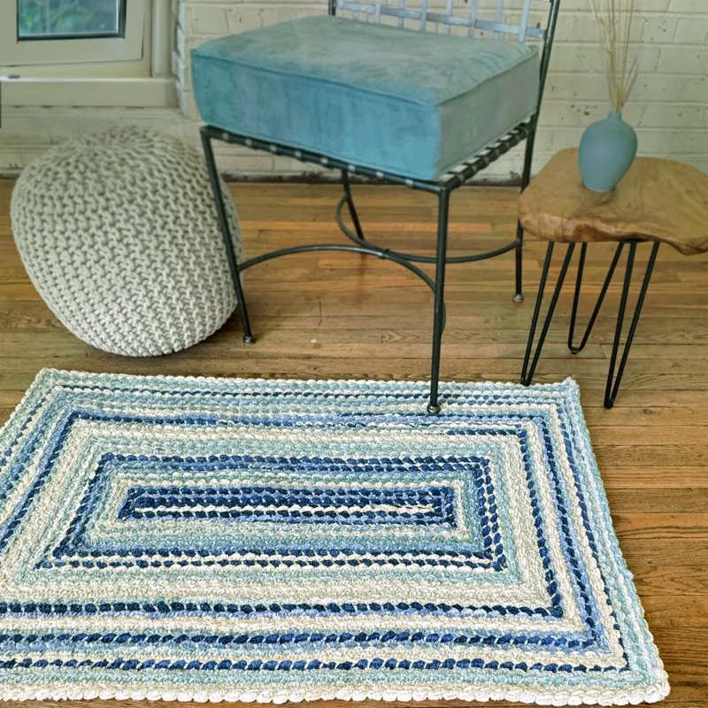Crafted Seafoam Concentric Rectangle Rug - 11\'4\" x 14\'4\"