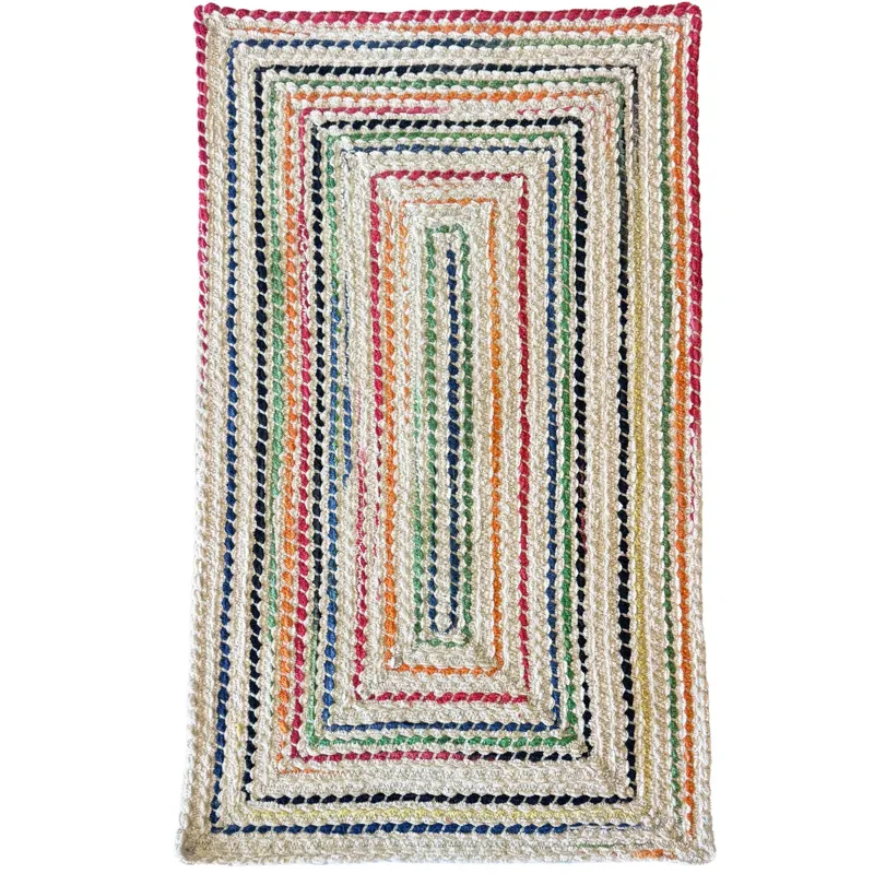 Crafted Vivid Concentric Rectangle Rug - 2\'3\" x 9\'3\"