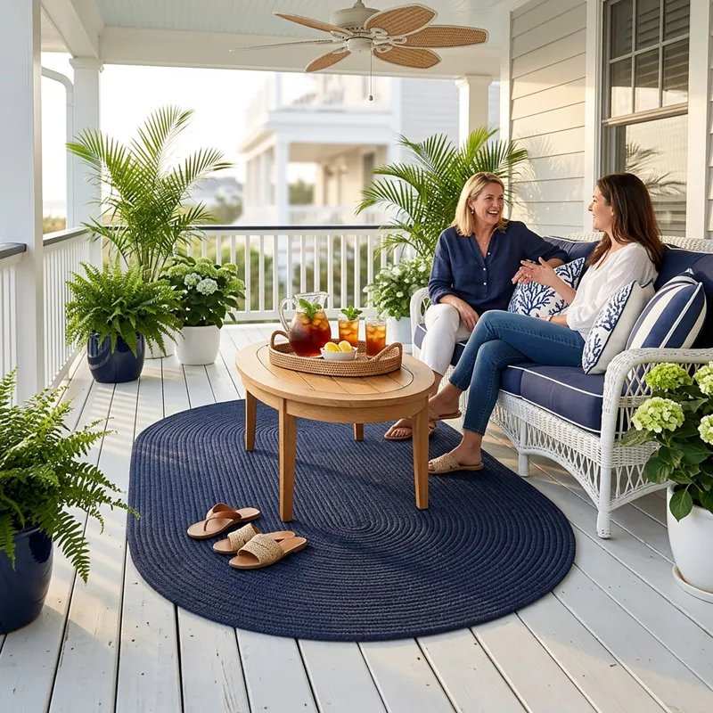 Shoreline Navy Oval Rug - 5\' x 8\'