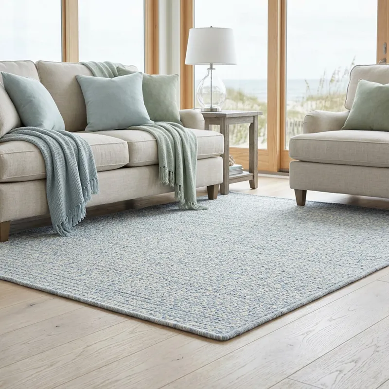 Beach Barn Tweed Baby Blue Cross Sewn Rectangle Rug - 9\'2\" x 13\'2\"