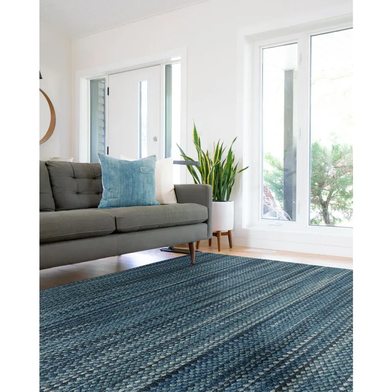 Worthington Lake Blue Vertical Stripe Rectangle Rug - 2\' x 8\'