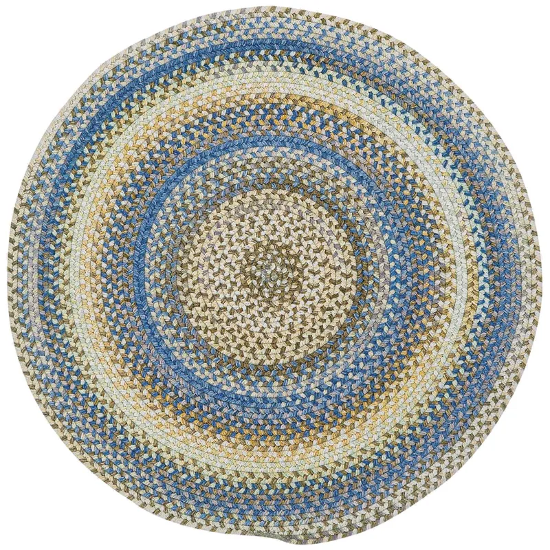 American Legacy Natural Blue Round Rug - 7\'6\