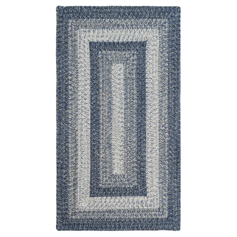 Sturbridge Lake Blue Concentric Rectangle Rug - 9\'6\" x 9\'6\"