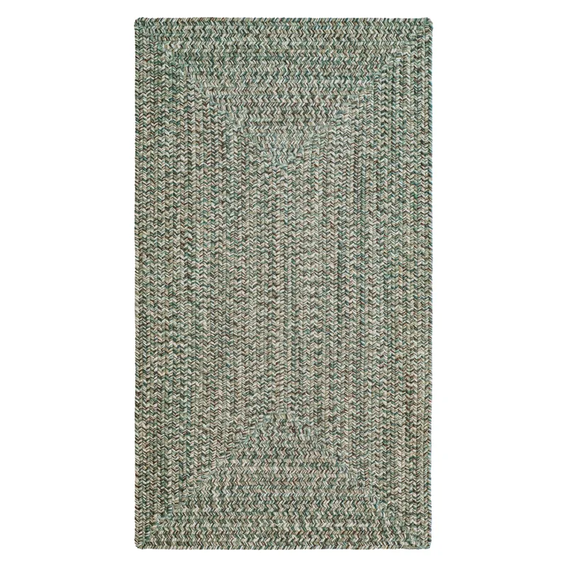 Stockton Medium Green Concentric Rectangle Rug - 7\'6\" x 7\'6\"