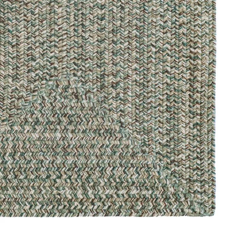 Stockton Medium Green Concentric Rectangle Rug - 7\'6\" x 7\'6\"