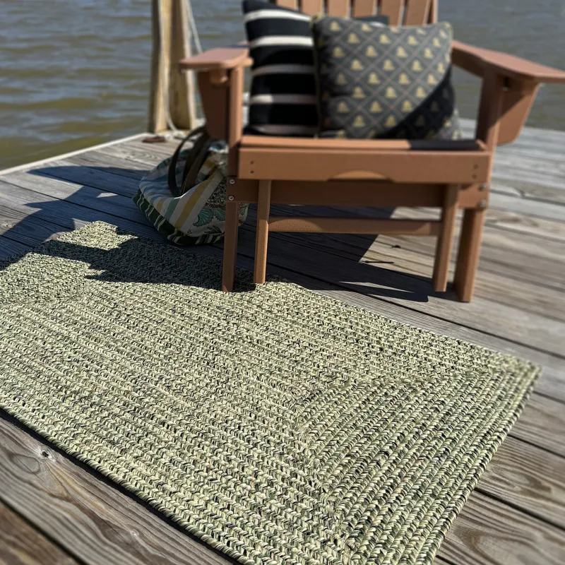 Dockside Palm Leaf Concentric Rectangle Rug - 9\'6\" x 9\'6\"