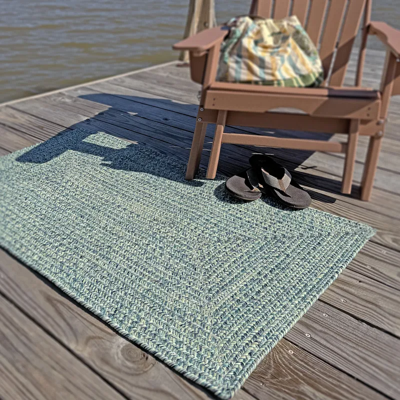 Dockside Teal Concentric Rectangle Rug - 2\'3\" x 4\'3\"