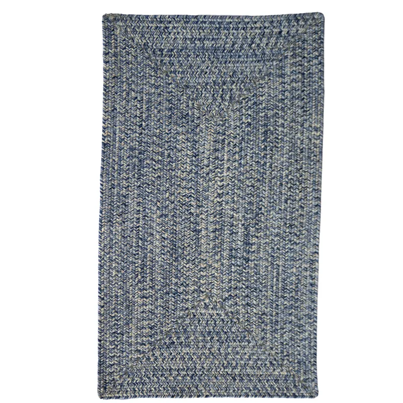 Dockside Cobalt Sea Concentric Rectangle Rug - 2\' x 8\'