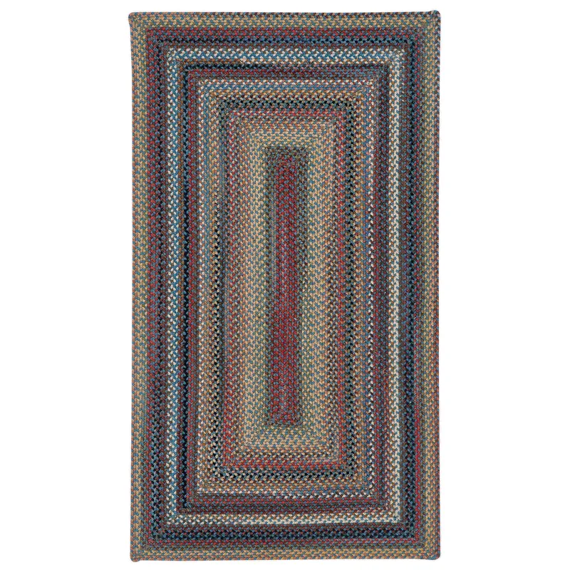 Americana Colony Blue Concentric Rectangle Rug - 5\'6\" x 5\'6\"