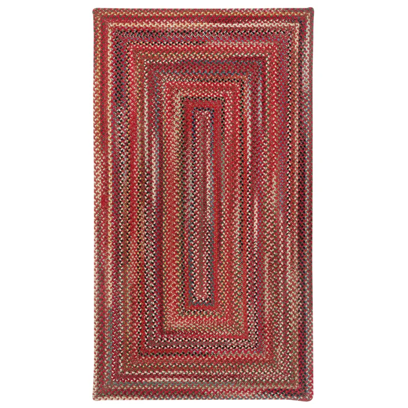 Americana Country Red Concentric Rectangle Rug - 2\' x 8\'